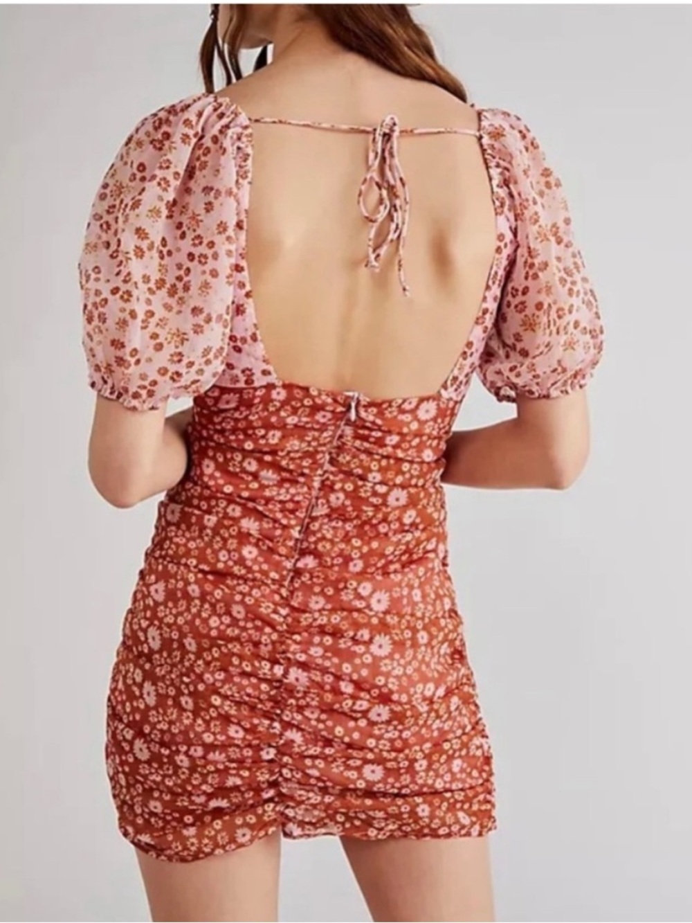 Free People Floral Puff Mini Dress XS - Picture 2 of 12
